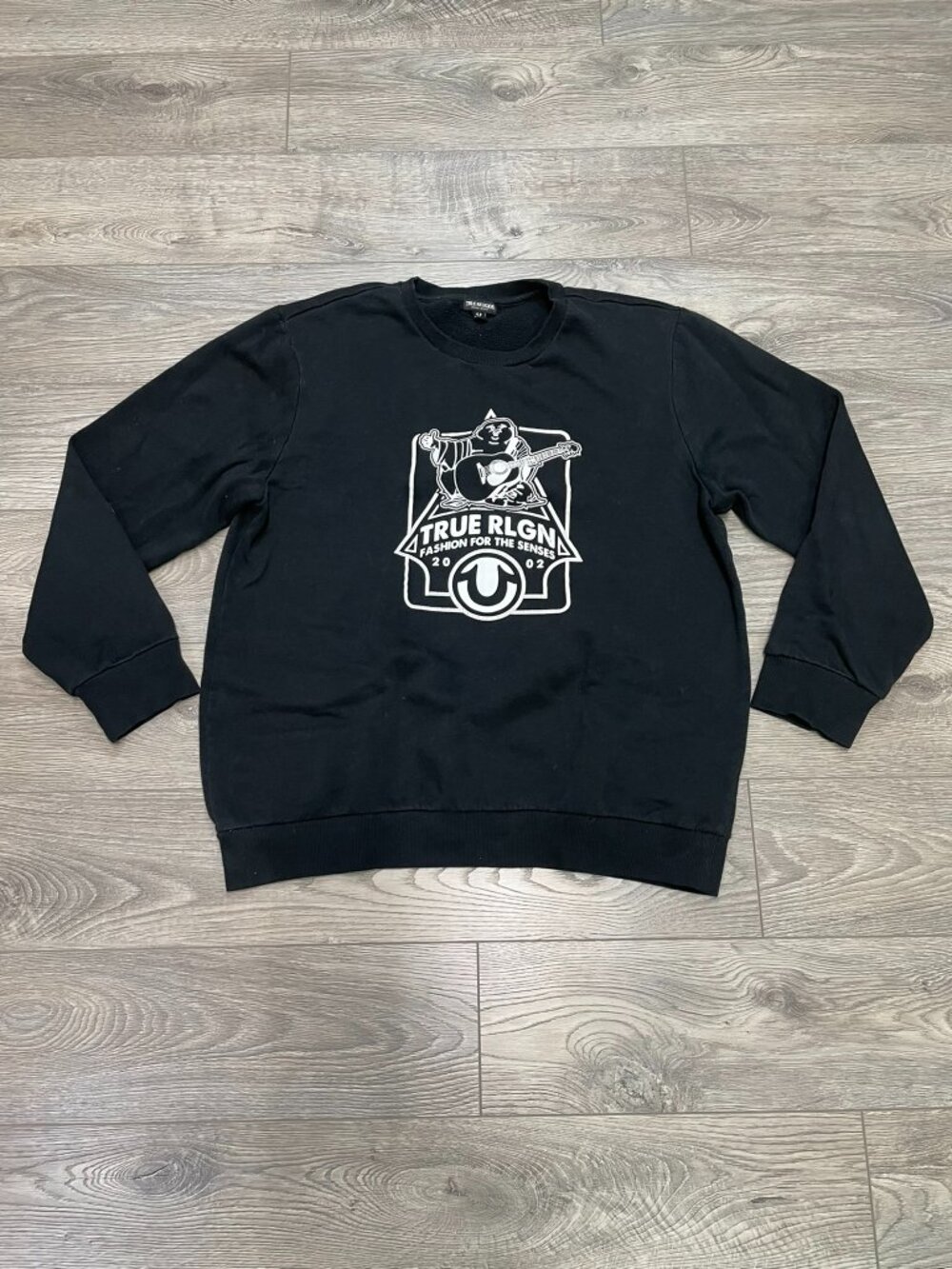True Religion‎ Black Buddha Graphic Crewneck Sweatshirt Pullover Sweater XL